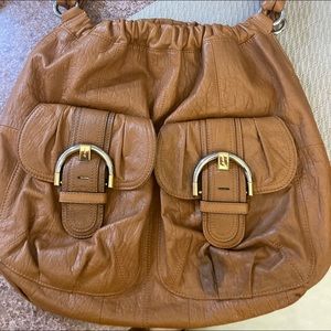 B. Makowsky Carmel leather hobo purse
